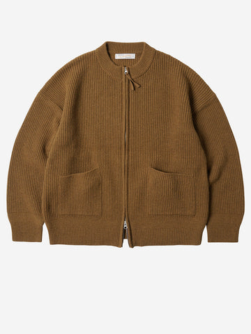 FRIZMWORKS Cardigan deck zip-up in misto lana marrone cinnamon Marrone chiaro