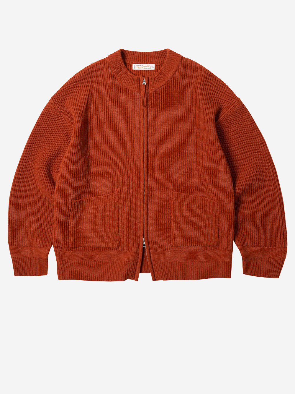 FRIZMWORKS Cardigan deck zip-up in misto lana rosso mattone Mattone Urbanstaroma