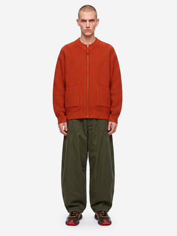 FRIZMWORKS Cardigan deck zip-up in misto lana rosso mattone Mattone