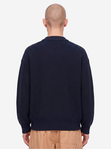 FRIZMWORKS Cardigan deck zip-up in misto lana navy Blu scuro
