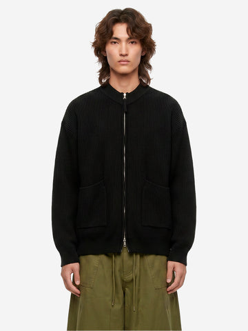 FRIZMWORKS Cardigan deck zip-up in misto lana nero Nero