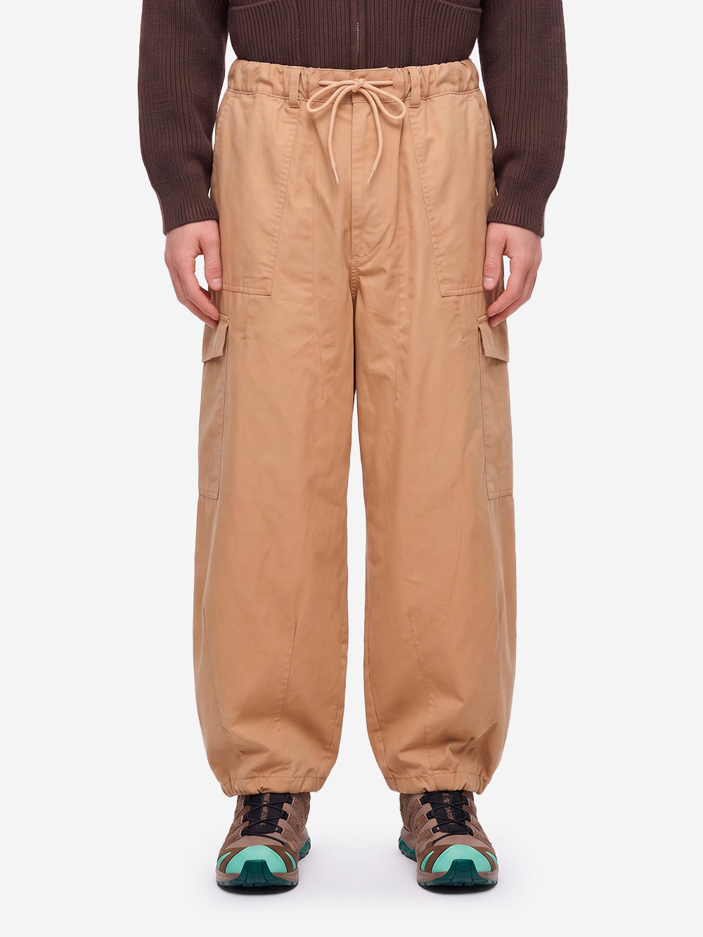 FRIZMWORKS Pantaloni cargo ballonn beige in twill di cotone Beige Urbanstaroma