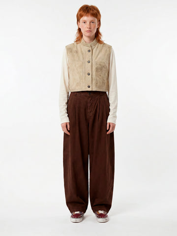 GIRLS OF DUST Pantaloni 'Ambassador' pleated in gabardine di cotone marrone Marrone