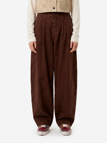 GIRLS OF DUST Pantaloni 'Ambassador' pleated in gabardine di cotone marrone Marrone