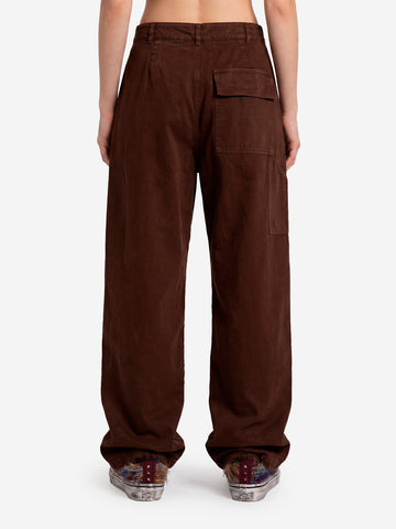 GIRLS OF DUST Pantaloni 'Ambassador' pleated in gabardine di cotone marrone Marrone