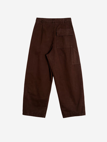 GIRLS OF DUST Pantaloni 'Ambassador' pleated in gabardine di cotone marrone Marrone