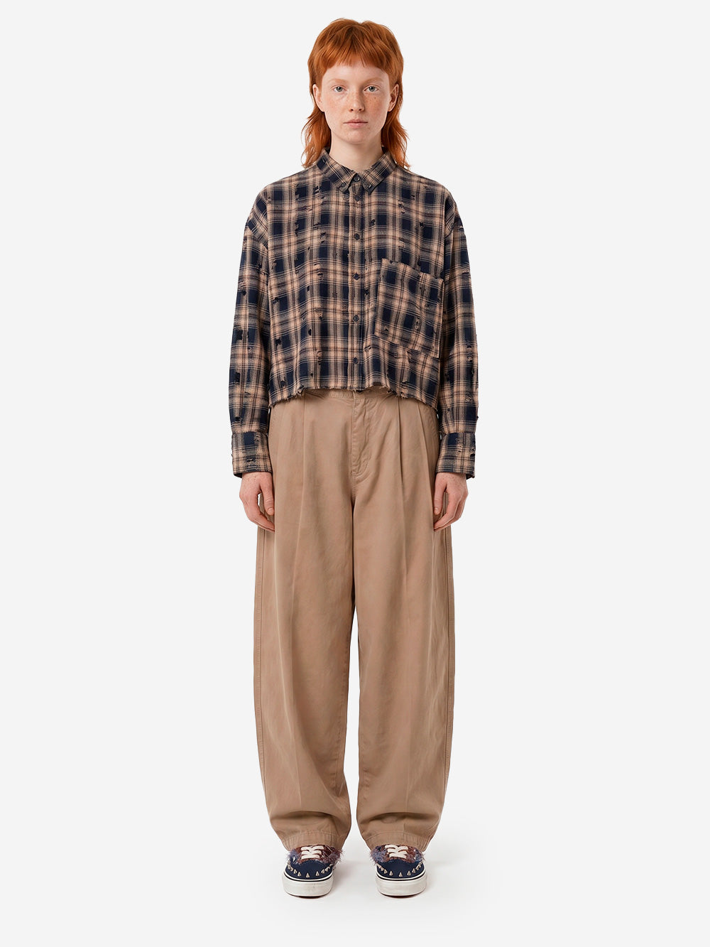GIRLS OF DUST Pantaloni 'Ambassador' pleated in gabardine di cotone beige Beige Urbanstaroma