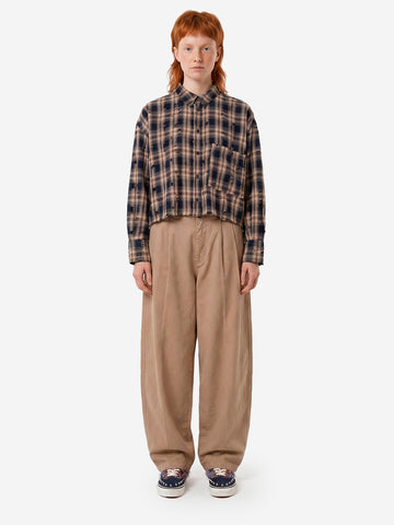 GIRLS OF DUST Pantaloni 'Ambassador' pleated in gabardine di cotone beige Beige