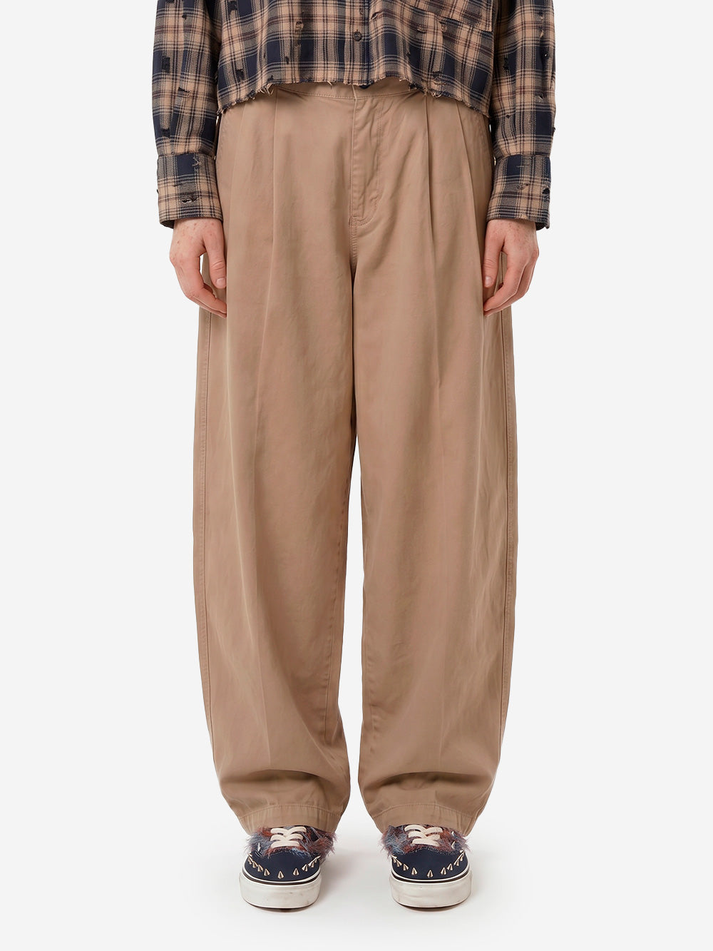 GIRLS OF DUST Pantaloni 'Ambassador' pleated in gabardine di cotone beige Beige Urbanstaroma