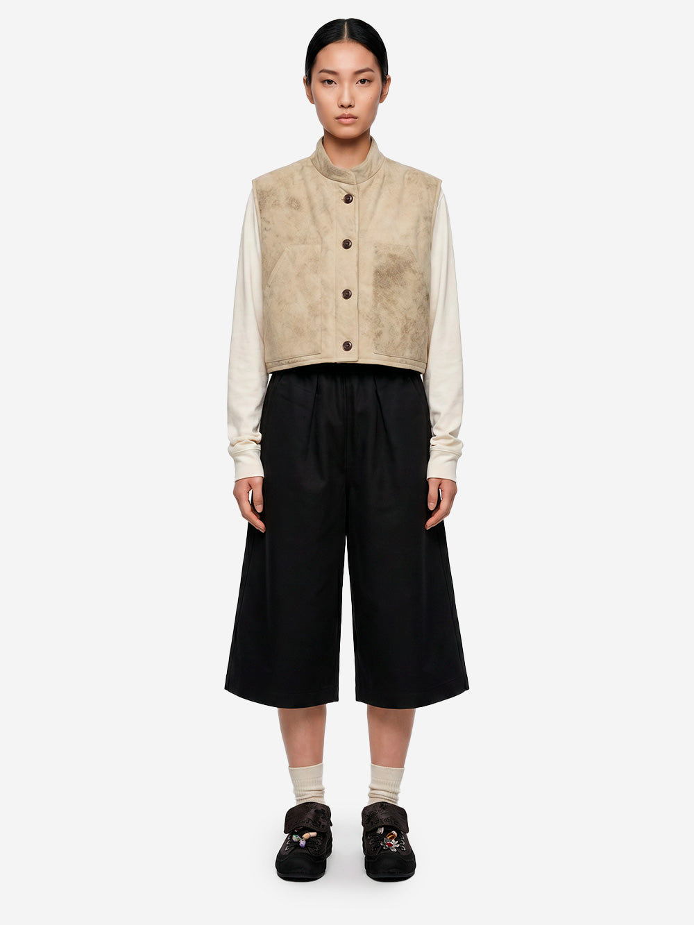 GIRLS OF DUST Pantaloni cropped neri a gamba ampia 'Nirvana' Urbanstaroma