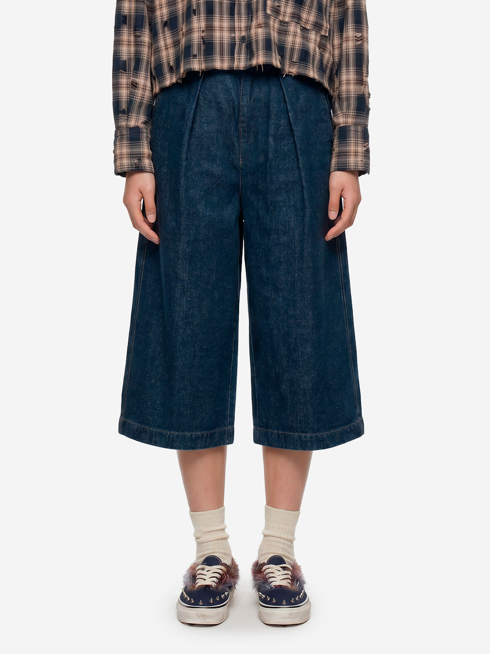GIRLS OF DUST Pantaloni cropped a gamba ampia 'Nirvana' in denim giapponese Indigo Urbanstaroma