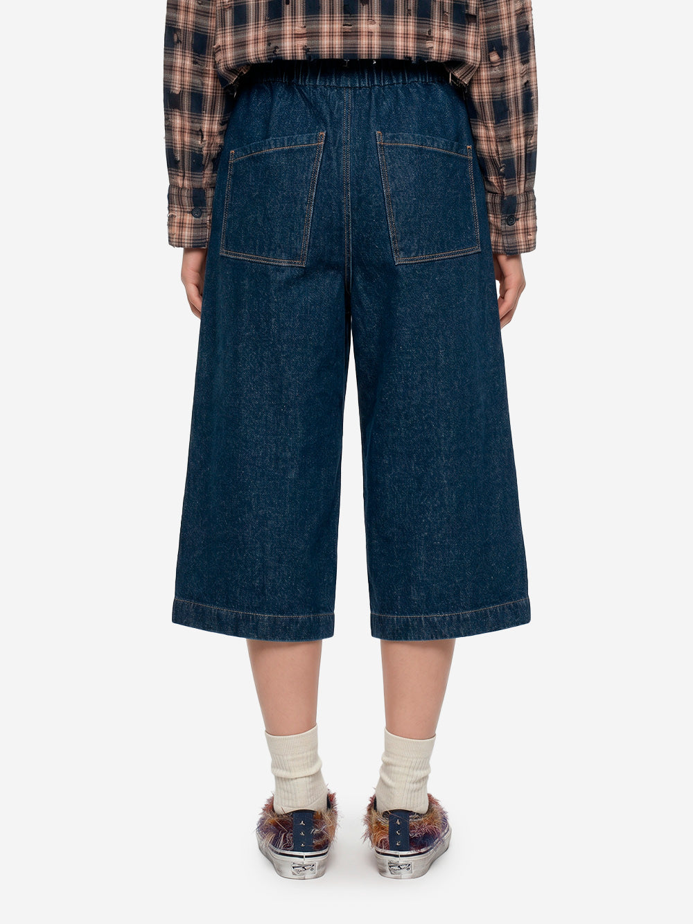GIRLS OF DUST Pantaloni cropped a gamba ampia 'Nirvana' in denim giapponese Indigo Urbanstaroma