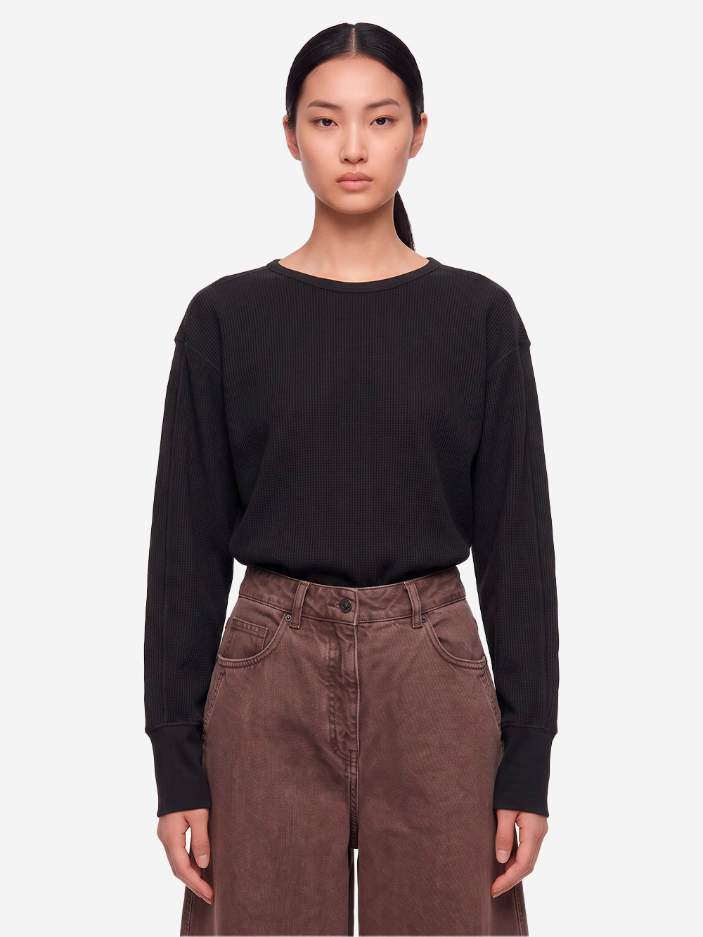 GIRLS OF DUST Maglia a maniche lunghe in cotone nera Nero Urbanstaroma