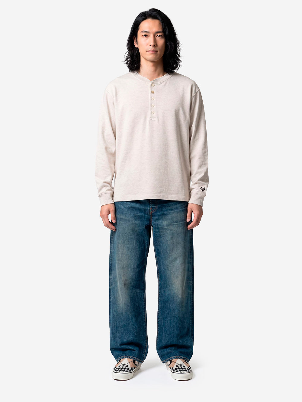 HUMAN MADE T-Shirt a maniche lunghe Henley bianca Bianco Urbanstaroma