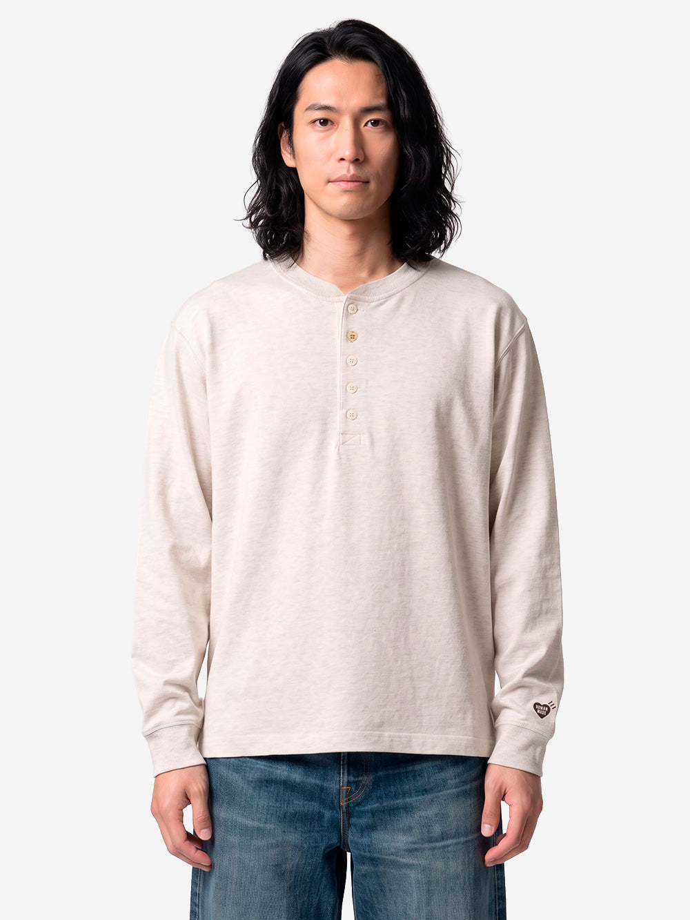 HUMAN MADE T-Shirt a maniche lunghe Henley bianca Bianco Urbanstaroma