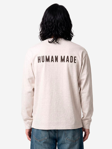 HUMAN MADE T-Shirt a maniche lunghe Henley bianca Bianco