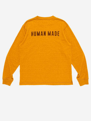 HUMAN MADE T-Shirt a maniche lunghe Henley arancione arancione