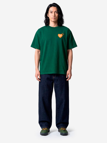 HUMAN MADE T-shirt verde in cotone slub yarn con grafica Verde