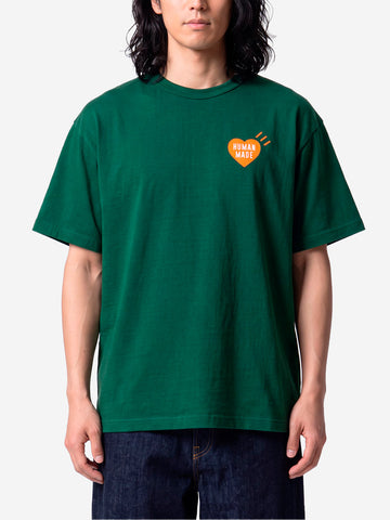 HUMAN MADE T-shirt verde in cotone slub yarn con grafica Verde