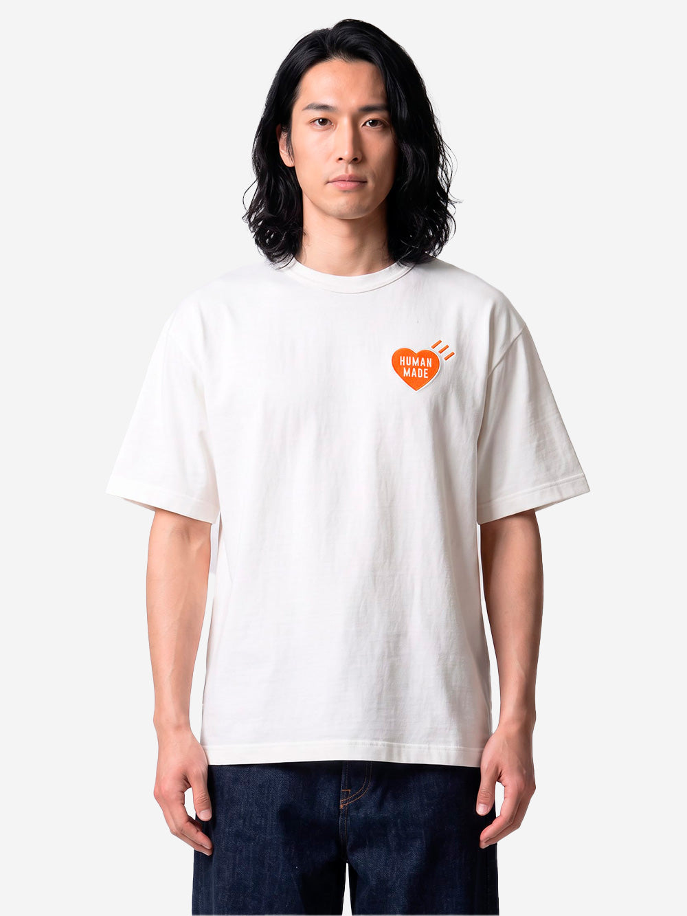 HUMAN MADE T-shirt bianca in cotone slub yarn con grafica Bianco Urbanstaroma