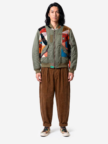 KHOKI Giacca Bomberer Quilt khaki con patchwork Verde militare