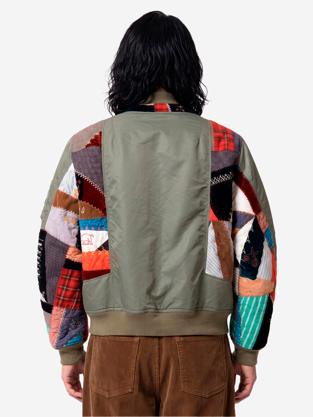 KHOKI Giacca Bomberer Quilt khaki con patchwork Verde militare Urbanstaroma
