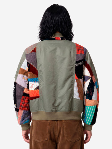 KHOKI Giacca Bomberer Quilt khaki con patchwork Verde militare
