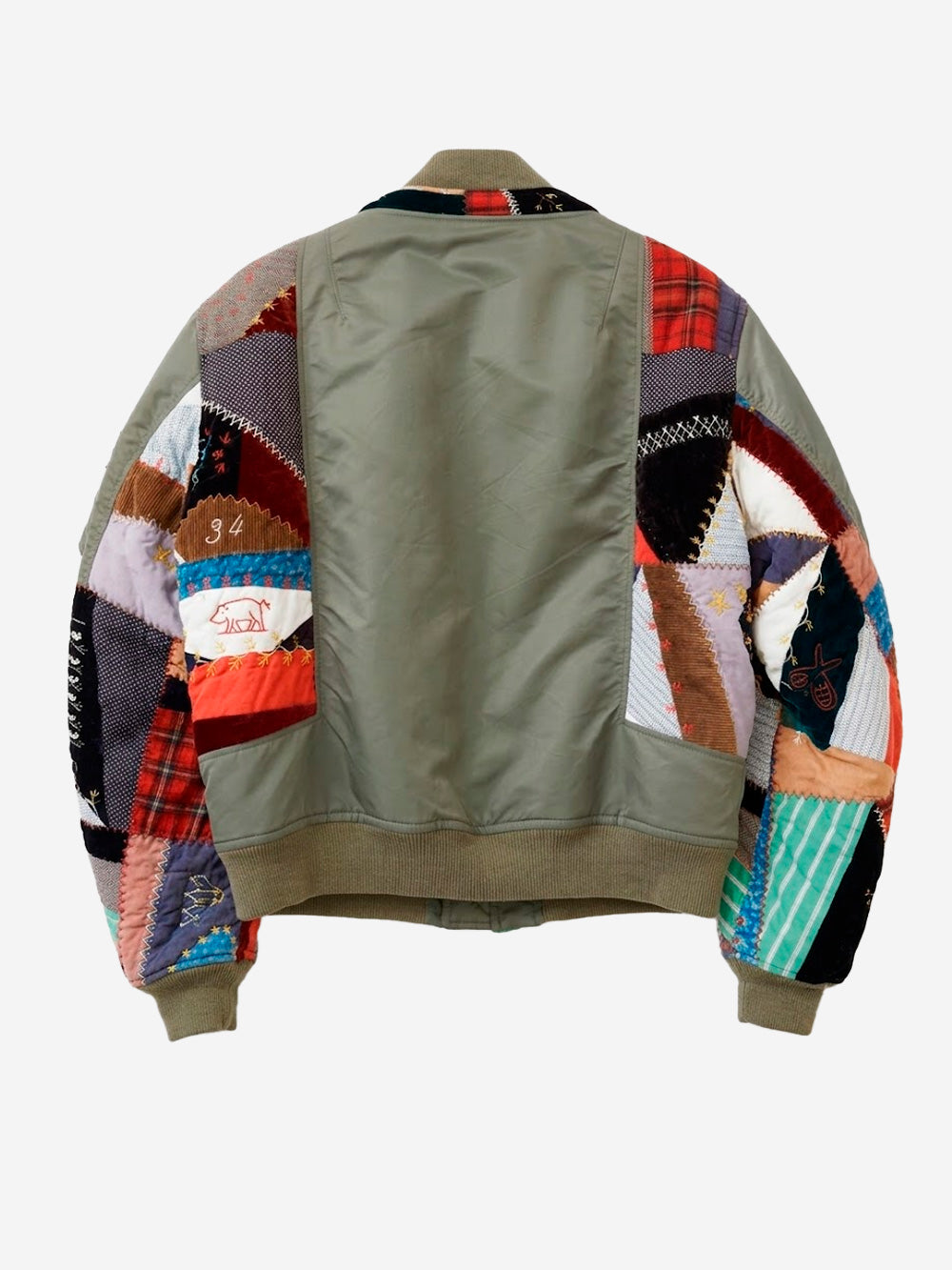 KHOKI Giacca Bomberer Quilt khaki con patchwork Verde militare Urbanstaroma