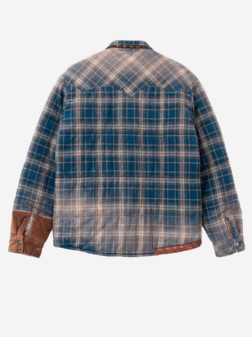 KHOKI Giacca Puffer blu Vintage-Effect Checked Blu.