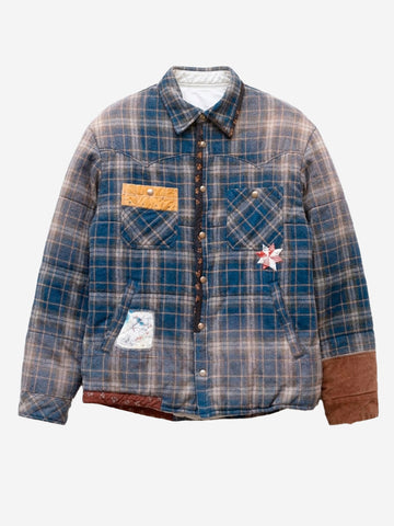 KHOKI Giacca Puffer blu Vintage-Effect Checked Blu.