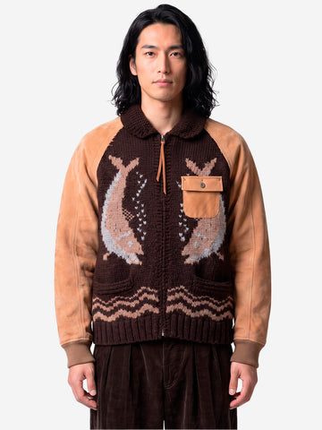 Brown Cowichan 'Combination' Sweater