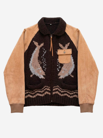 Brown Cowichan 'Combination' Sweater