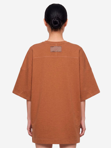 MM6 MAISON MARGIELA Mini dress in jersey doppio misto viscosa con scollo a V Marrone