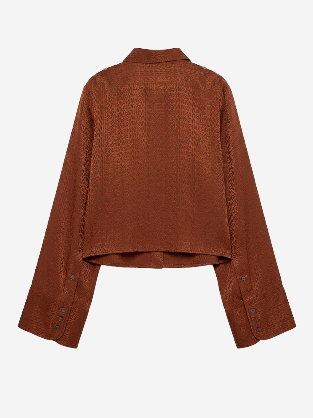 MM6 MAISON MARGIELA Camicia cropped marrone con logo jacquard Mogano Urbanstaroma