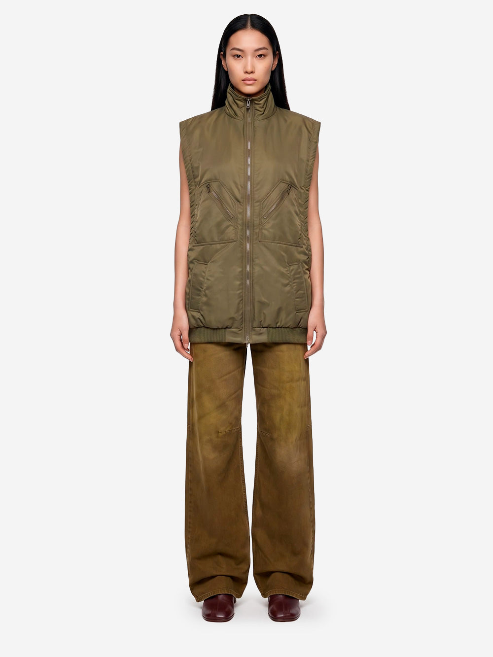 MM6 MAISON MARGIELA Gilet kaki imbottito con zip Verde Urbanstaroma