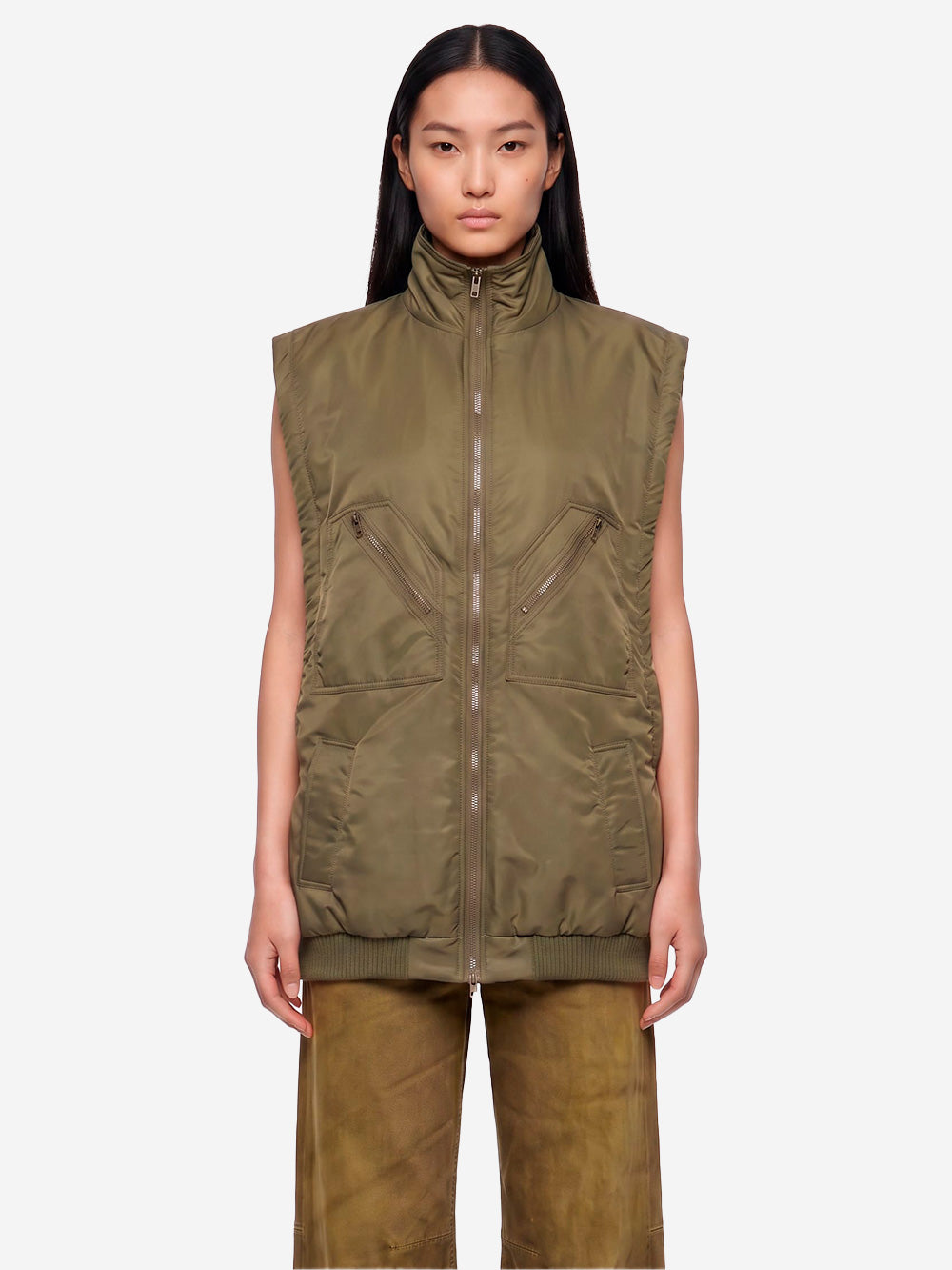 MM6 MAISON MARGIELA Gilet kaki imbottito con zip Verde Urbanstaroma