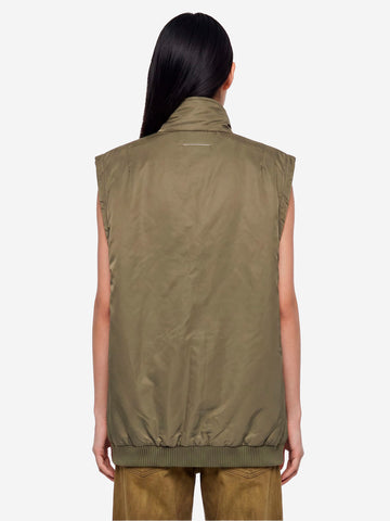 MM6 MAISON MARGIELA Gilet kaki imbottito con zip Verde