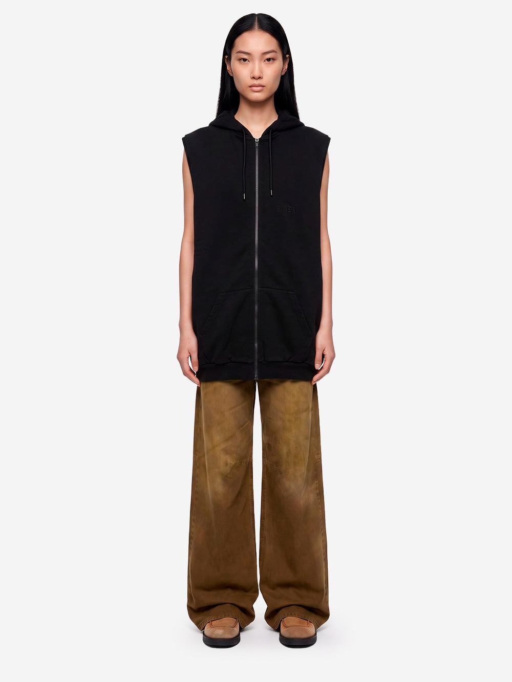 MM6 MAISON MARGIELA Giacca hooded nera senza maniche Nero Urbanstaroma
