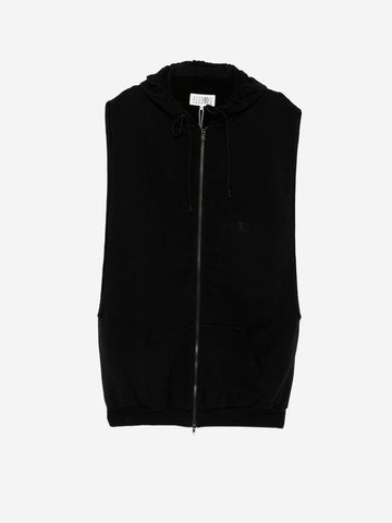MM6 MAISON MARGIELA Giacca hooded nera senza maniche Nero