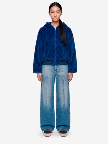 MM6 MAISON MARGIELA Giacca con cappuccio e zip in pile fleece blu blu