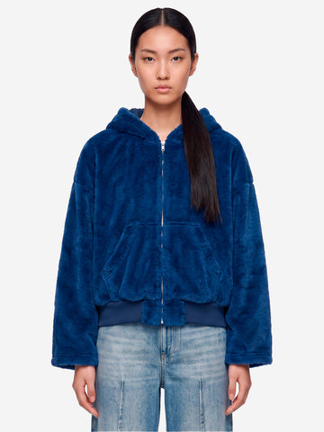 MM6 MAISON MARGIELA Giacca con cappuccio e zip in pile fleece blu blu