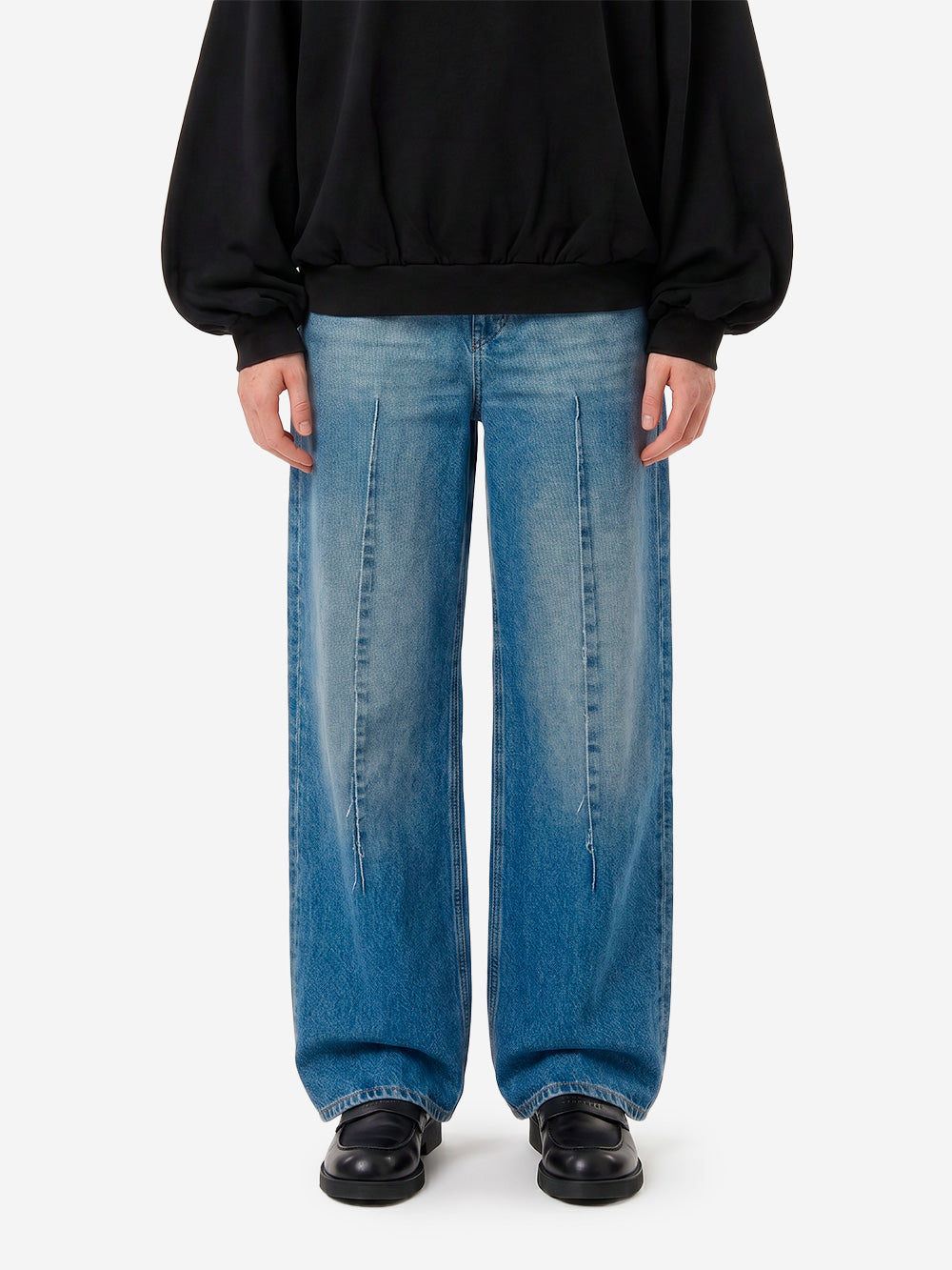 MM6 MAISON MARGIELA Jeans wide-leg a vita alta in denim Indaco Denim Urbanstaroma