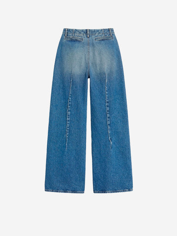 MM6 MAISON MARGIELA Jeans wide-leg a vita alta in denim Indaco Denim