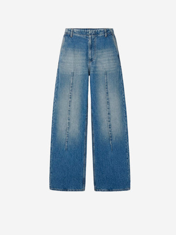 MM6 MAISON MARGIELA Jeans wide-leg a vita alta in denim Indaco Denim