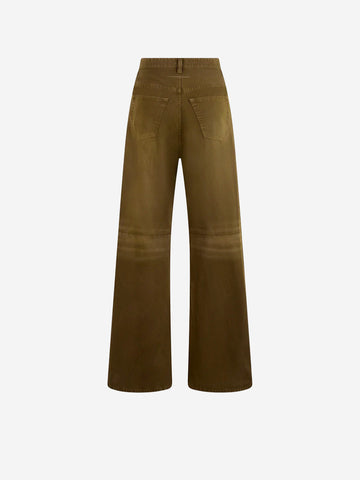 MM6 MAISON MARGIELA Jeans a gamba ampia verdi effetto lived in Verde