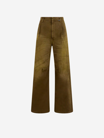 MM6 MAISON MARGIELA Jeans a gamba ampia verdi effetto lived in Verde
