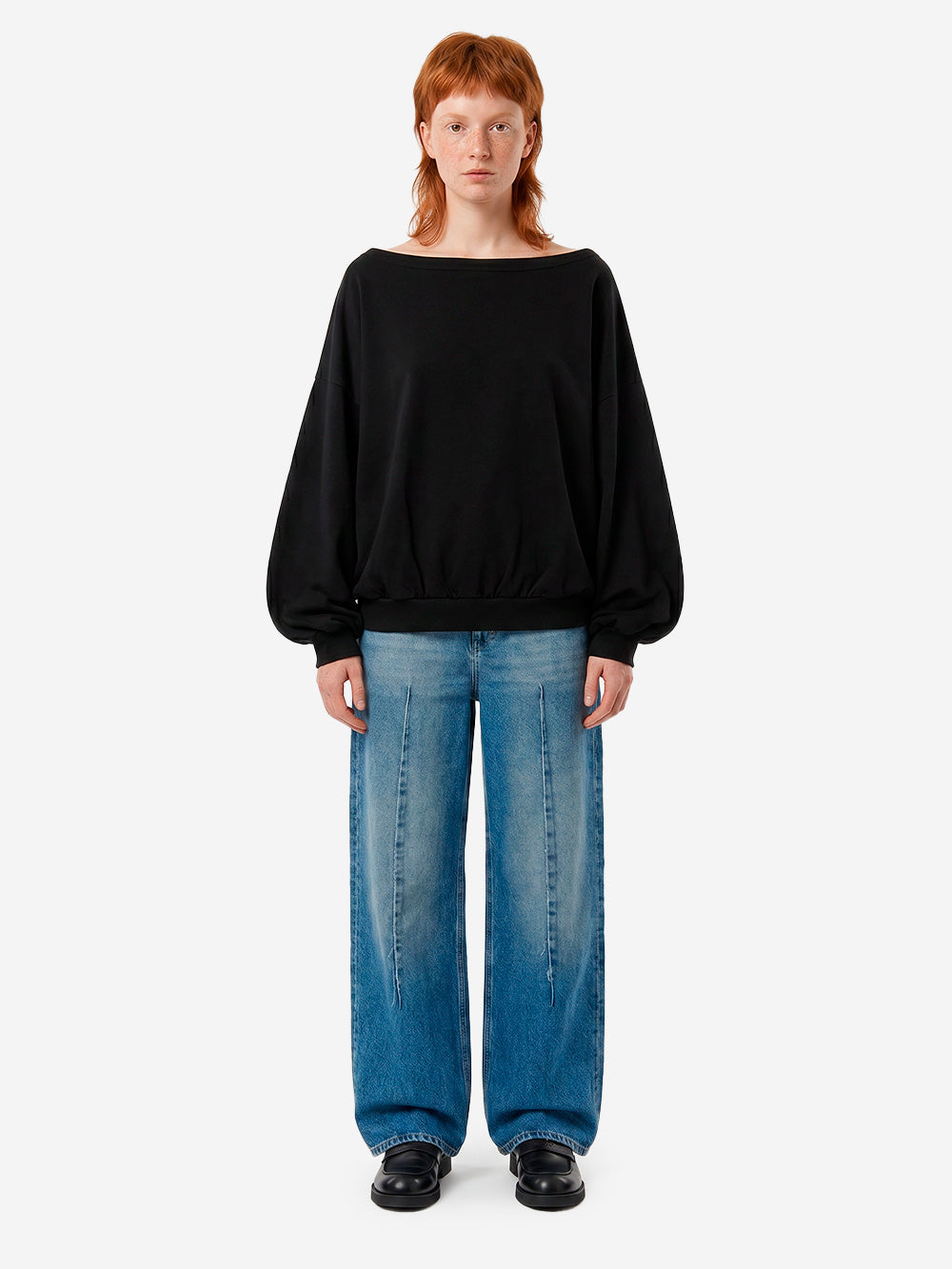 MM6 MAISON MARGIELA Maglia asimmetrica oversize a spalle scoperte Nero Urbanstaroma