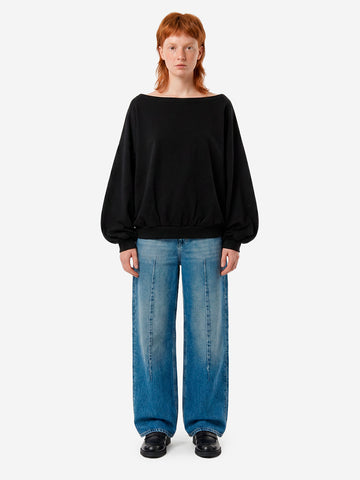 MM6 MAISON MARGIELA Maglia asimmetrica oversize a spalle scoperte Nero