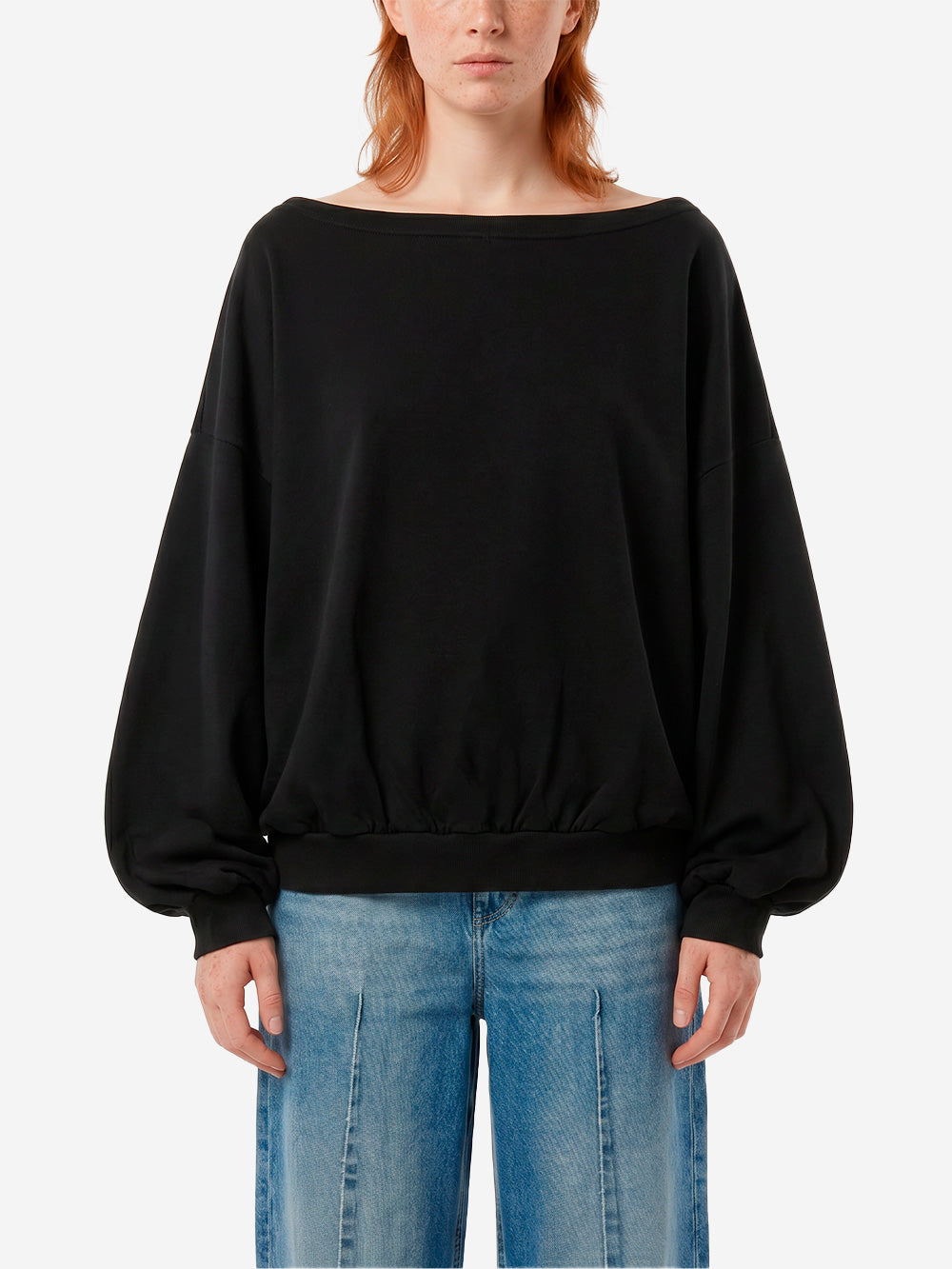 MM6 MAISON MARGIELA Maglia asimmetrica oversize a spalle scoperte Nero Urbanstaroma