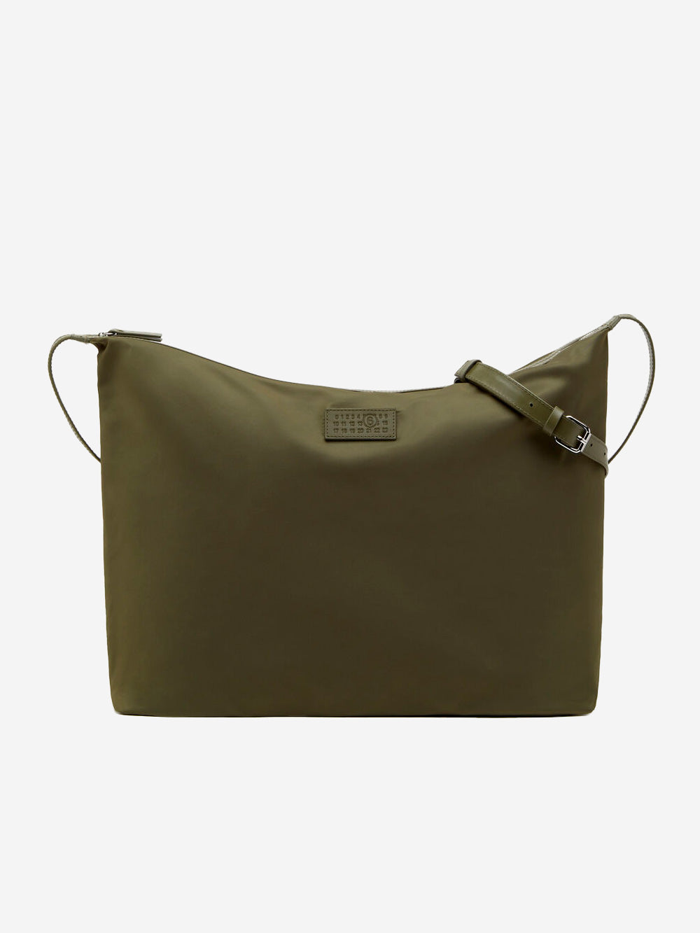 MM6 MAISON MARGIELA Borsa a Tracolla in Twill di Nylon kaki con patch Numeric Verde Urbanstaroma